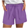 thumbnail image 1 of Yammkia Shorts pour Femmes Athlétiques Shorts de Randonnée pour Femmes Séchage Rapide Légers Shorts de Course Athlétiques d'Été Décontractés avec Poches (Violet, G), 1 of 7