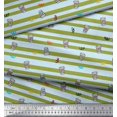 thumbnail image 3 of Soimoi Green Rayon Fabric Coffee Cup & Stripe Decor Fabric Printed Yard 42 Inch Wide, 3 of 5