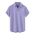 thumbnail image 1 of JIUKE Plus Size Shirts for Men Short Sleeve Button down Shirts Lapel Solid Color Loose Summer Vacation Blouses, 1 of 7