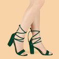 thumbnail image 2 of BLISSFUL STEP Sandales pour Femmes Unies d'Été à Talons Blocs à Lacets Vert 9,5, 2 of 7