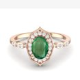 thumbnail image 1 of 7X5 MM Oval Natural Emerald 925 Sterling Silver Rose Vermeil Designer Engagement Women Ring, 1 of 3