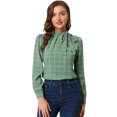 thumbnail image 1 of INSPIRE CHIC Women's Checks Bow-Tie Neck Office Work Blouse Tops, 1 of 6