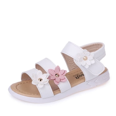 PMVFHDE Toddler Girl Sandals Size 6 Toddler Kids Baby Girls Flower Rubber Sandals Non- Shoes Sandals White,7-8Years