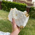 thumbnail image 2 of Trendy Square Crossbody Box Bag - Quilted Faux Leather with Buckle Closure, Faux Pearls Chain Strap, and Soft Lining - Perfect for Daily Use, 2 of 6