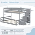 thumbnail image 3 of Gymax Lit Superposé Bas Simple sur Double avec Escaliers de Rangement Garde-Corps Pleine Longueur, 3 of 10