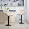 thumbnail image 2 of HOMCOM Adjustable Bar Stools Set of 2, Swivel Tufted Fabric Barstools, 2 of 10