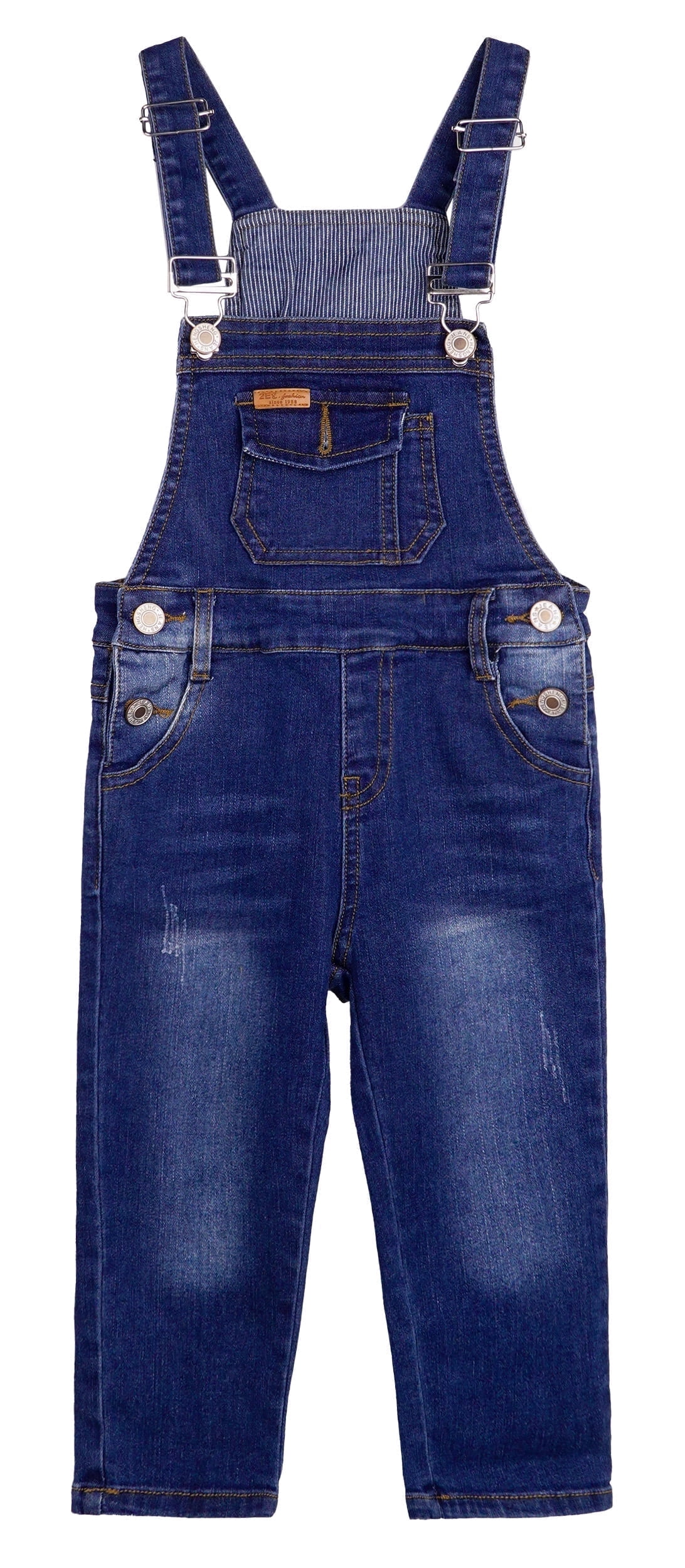 KIDSCOOL SPACE Little Boys Slim Fit Jeans,Toddler Ripped Bib Pocket Fashion Denim Overalls,Deep Blue,3-4 Years