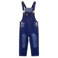thumbnail image 1 of KIDSCOOL SPACE Little Boys Slim Fit Jeans,Ripped Bib Pocket Fashion Denim Overalls,Deep Blue,5-6 Years, 1 of 7