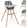thumbnail image 1 of Babyjoy 3 in 1 Convertible Wooden High Chair Toddler Feeding Chair with Cushion Dark Grey, 1 of 8