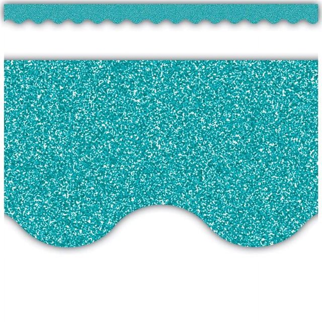 Teacher Created Resources TCR77023 Teal Glitz Scalloped Border Trim