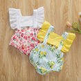 thumbnail image 3 of Xingqing Bébé Nouveau-Né Bébé Volant Manche Citron Cartoon Cake Print Backless Romper, 3 of 10