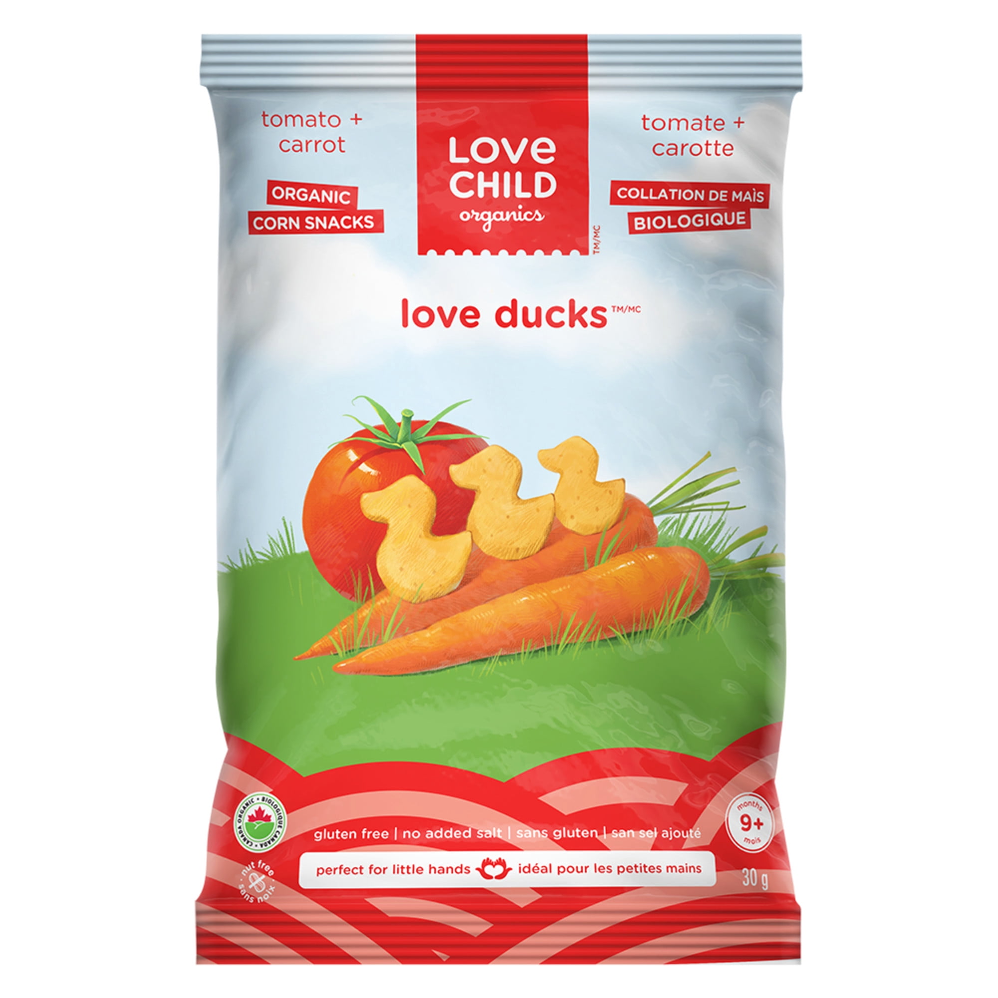 Collation tomate + carotte Love Ducks Love Child Organics, 30 g, sac