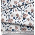 thumbnail image 3 of Soimoi Tissu Satin Soie Feuilles & Roses Imprimé Floral 1 Yard 42 Pouces de Large, 3 of 3