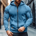 thumbnail image 1 of Men's Solid Color Cargo Hooded Jacket with Multiple Pockets, Raglan Long Sleeve, Breathable Nylon Spandex for Sports Training and Casual Outdoor Wear, 1 of 5