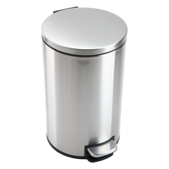 Better Homes & Gardens Bathroom Trash Can, 12 Litre Small Stainless Steel Step Garbage Can with Soft Close Lid, Silver