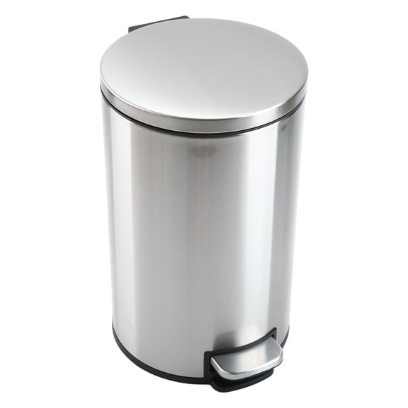 Poubelle de salle de bain Better Homes & Gardens, petite poubelle à pédale de 12 litres en acier inoxydable avec couvercle à fermeture douce, argentée