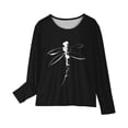 thumbnail image 4 of T-shirts à Manches Longues pour Filles, Col Rond, en Coton, Imprimé Libellule, T-Shirts Décontractés d'Automne et de Printemps, T-Shirts Graphiques Basiques pour Enfants (5 Ans, Noir), 4 of 5