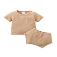thumbnail image 1 of Baby Solid Color Clothes Set  Short Sleeve O-neck T-shirt with Pocket + Short Pants for Summer, 1 of 7