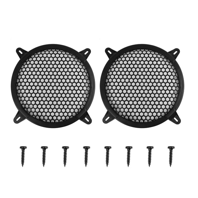 Unique Bargains 2pcs 8" Black Round Car Speakers Cover Plastic Mesh Woofer Subwoofer Protector 8"