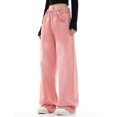 thumbnail image 4 of Bmisegm Jeans à Jambe Droite Ample Taille Haute à Jambe Grand pour Femmes, Rouge, P, 4 of 6