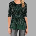 thumbnail image 2 of Leutsin Women O-Neck Half Sleeve Printing Splicing Plus Size Tops Easy Blouse, 2 of 8
