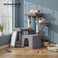 thumbnail image 3 of Feandrea Cat Tree, Cat Tower Condo with 2 Large Beds, Scratching Posts and Ramp, 85.8 cm Tall, Dove Grey PCT013GD01, 3 of 8