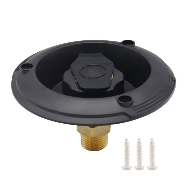 Black Flange RV City Water Fill Inlet Female To Male For Camper Motorhome Trailer Easy-to-grip Knob Easy-to-Grip Knob RV Water Fill Inlet With Check Valve For Trailer Female To Male Black Flange City