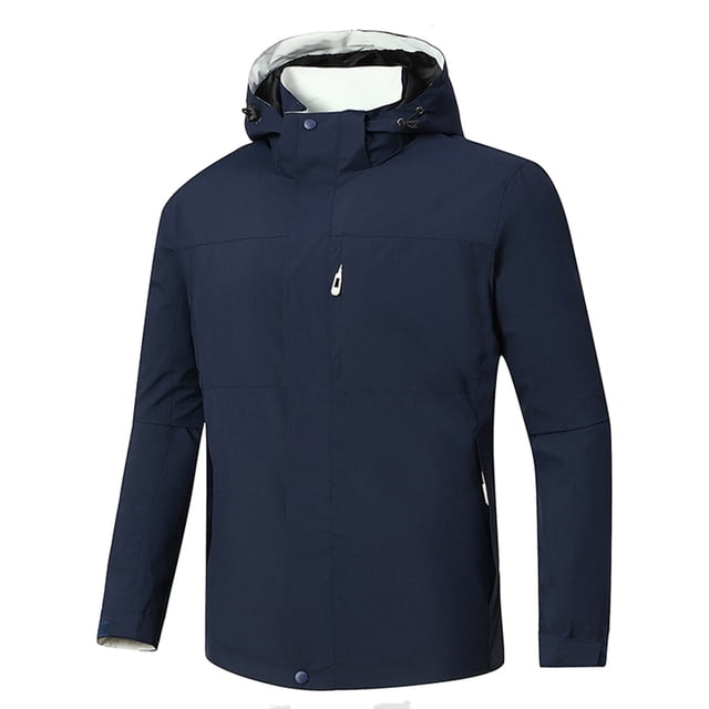 Birdeem Mansolid Color Water Resistance Drawstring Pockets Hooded Outdoor Jacket Coat