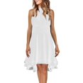 thumbnail image 1 of XDZJLR Womens Dresses formal Solid Halter Neck Button Chiffon Splice A Line Skirt, 1 of 5