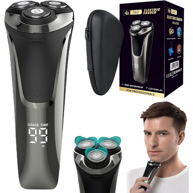 Snapbuy Electric Razor for Men, Snapbuy Electric Razor Pro, 4D Floating Head Rotary Shaver, Ipx7 Waterproof Electric Razor, Wet & Dry Rechargeable Electric Shaver LCD Display