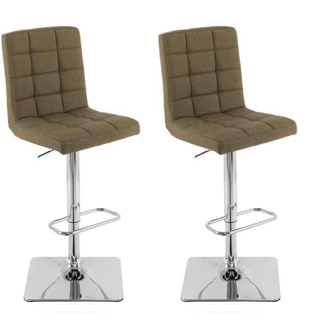 CorLiving Quinn Modern Fabric Upholstered Adjustable Height Barstools Set of 2 - Swivel Bar Stools with Back, Perfect Kitchen Stools for Island, Bar Chairs & Counter Height Stools