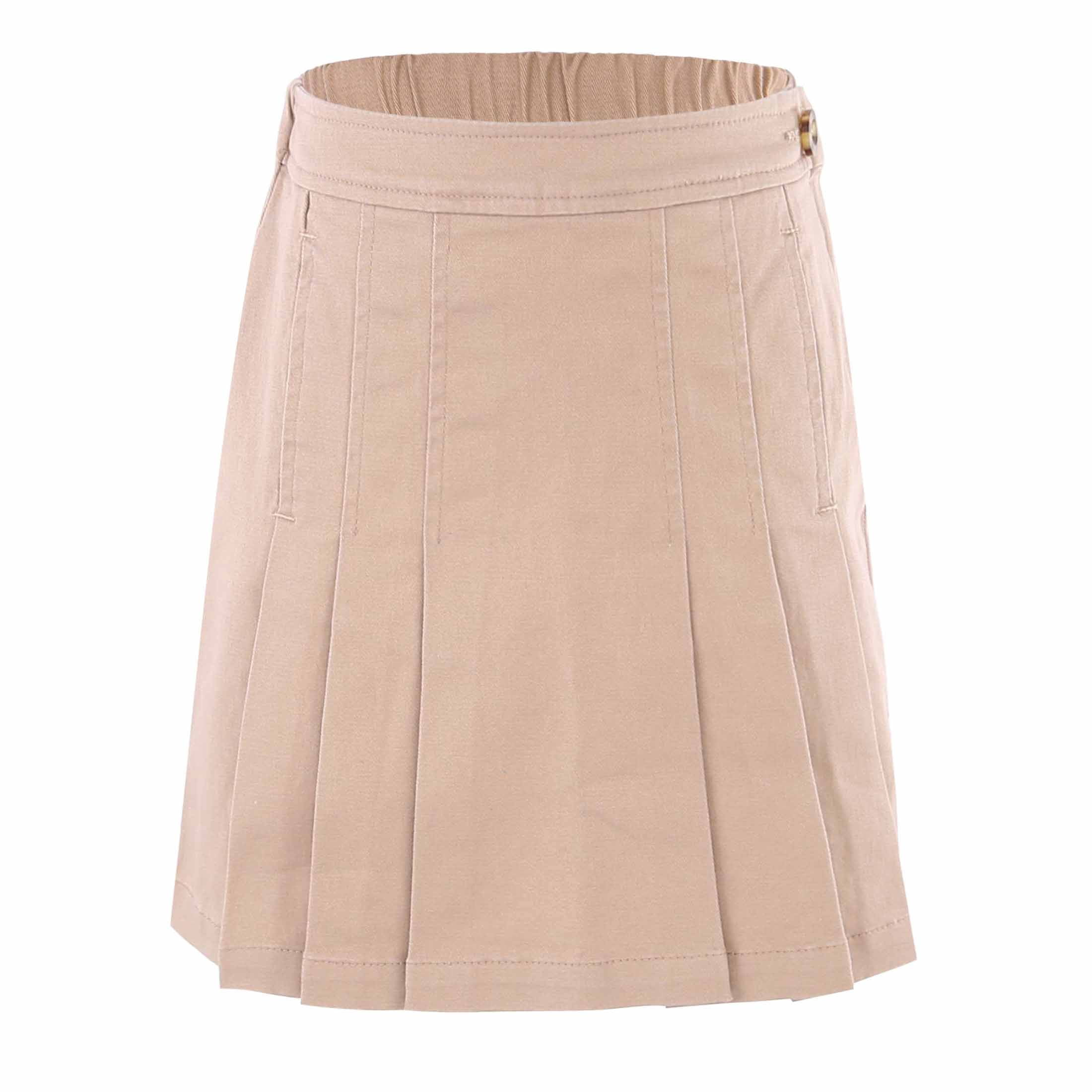 Bienzoe Jupe Plissée en Coton Extensible pour Uniforme Scolaire de Fille Kaki 6X