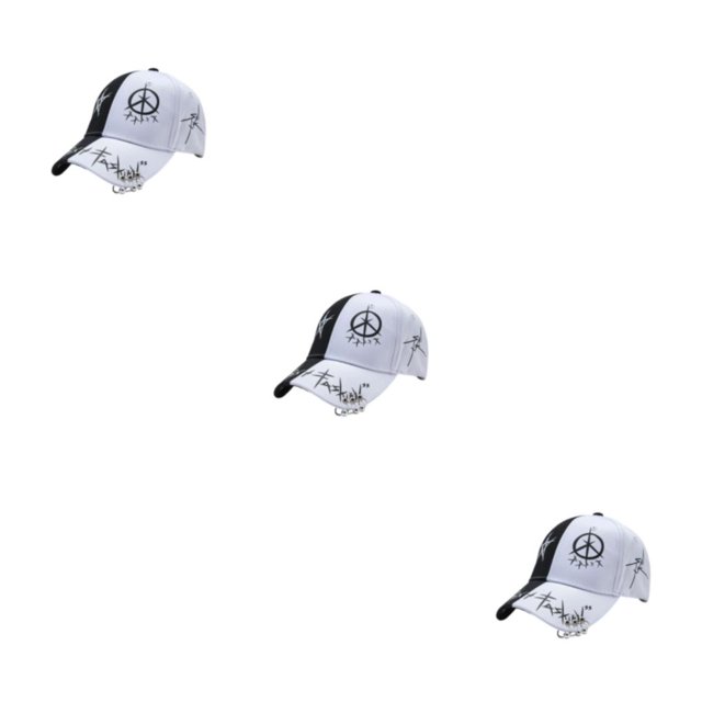 Baohd Stylish Adjustable Baseball Cap For Summer And Sun Protection Stylish And Practical Hats For Women black white rings 3Set