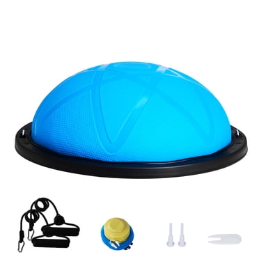 KFFKFF Half Workout Sphere, 23-inch Equilibrium Sphere, Supports 660 lbs, Yoga Sphere with Resistance Straps and Inflator, Strength Training Sphere for Domestic Gym, Comprehensive Body Exercises