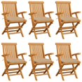 thumbnail image 1 of vidaXL Garden Chairs with Beige Cushions 6 pcs Solid Teak Wood, 1 of 1