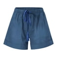 thumbnail image 5 of Women Shorts Plus Size Casual Solid Color Comfy Mid Rise Pants for Women Fashion Loose Fit Daily Trendy Womens Pants Drawstring Lightweight Party Vacation Beach Shorts with Pocket（Blue,M）, 5 of 5