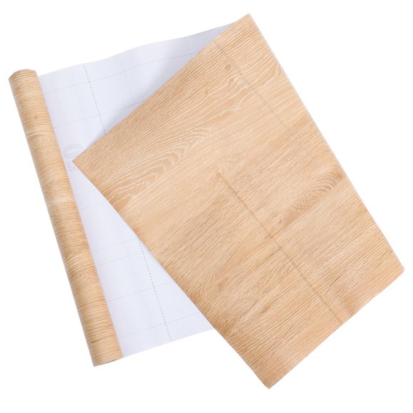 COMPUKAS Peel and Stick Wood Grain Wallpaper for Furniture Cabinets and Shelves PVC Rustic Khaki Adhesive Sticker
