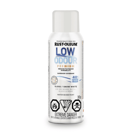 Peinture en spray Rust-Oleum intérieur/extérieur à faible odeur, finition brillante blanc neige, 312 g