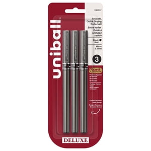 Uniball™ Stylos de roller de luxe, Micro Point (0.5mm), Noir, paquet de 3
