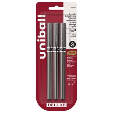 uniball™ Deluxe Rollerball Pens, Micro Point (0.5mm), Black, 3 Pack