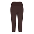 thumbnail image 4 of Womens Yoga Pants High Waisted Solid Color Knee Length Leggings Workout Exercise Capris Pants For Women, 4 of 6