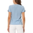 thumbnail image 3 of INSPIRE CHIC Women's Dots Printed Blouse V Neck Short Sleeve Wear-to-Work Top S Light Blue, 3 of 6