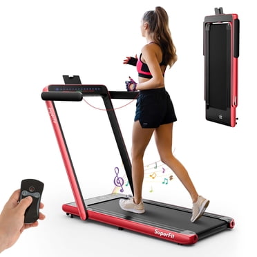SuperFit 2.25HP 2 in 1 Folding Treadmill Jogging Machine W/APP Control Red