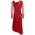 thumbnail image 2 of vastwit Women Latin Dance Costume Rhinestone Shiny Tango Rumba Cha Cha Ballroom Prom Dress Burgundy XXL, 2 of 7