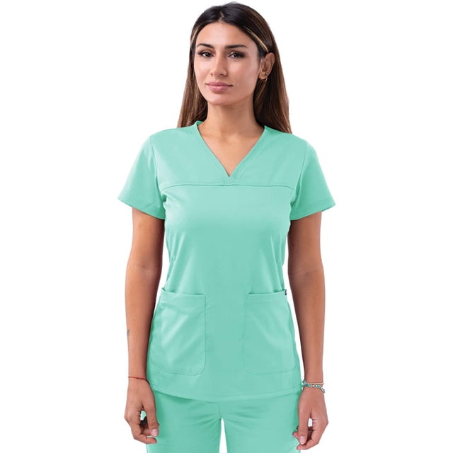 Adar Pro Sarraus pour Femmes - Haut de Sarrau à Encolure Cœur en V - P4210 - Aqua - 2X