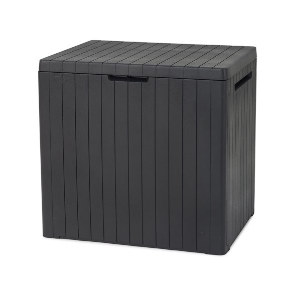 Keter City 30 Gallon Resin Deck Box for Patio Furniture, Pool Accessories, and Storage for Outdoor Toys, Graphite