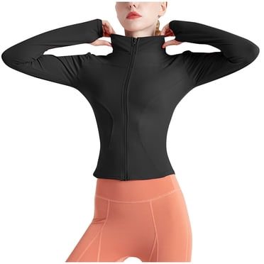 Timegard Vestes d'Entraînement pour Femmes à Fermeture Éclair Complète, Haut Court Ajusté, Vestes de Course Athlétiques avec Trous pour les Pouces