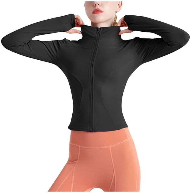 AherBiu Workout Jackets for Woman Slim Fitting Full Zip Athletic Sports Yoga Running Jackets with Pockets