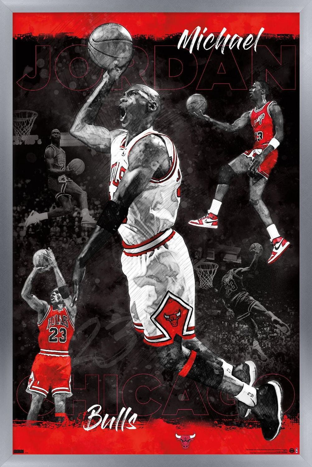 Michael Jordan - Sketch Wall Poster, 22.375" x 34" Framed