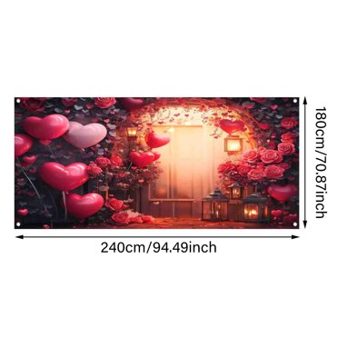 Binwennn Bunting 3-6 Garden Flag Home Flag Pole And Bracket Happy Valentines Day Garage Door Cover Hearts Gi Ft S Valentine's Day Garage Door Decorations Background Party Supplies Party De Cor